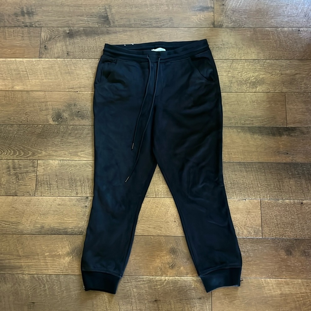 Navy Suede Joggers, M